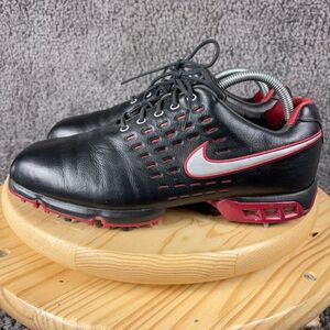 Nike Tiger Woods TWLC Golf Shoes Mens Size 9.5 Leather Black Red Spiked Soles
